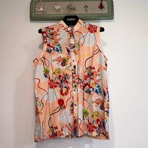 Vintage Lily’s of Beverly Hills sleeveless button-down blouse floral size large